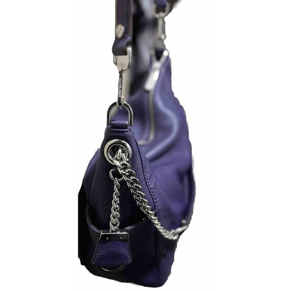 MICHAEL MICHAEL KORS Chain-Link Purple Leather, Silver Tone Hardware HOBO EUC - Picture 5 of 13